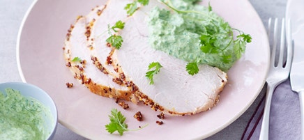 Honig-Senf-Putenbraten mit Grüner Sauce