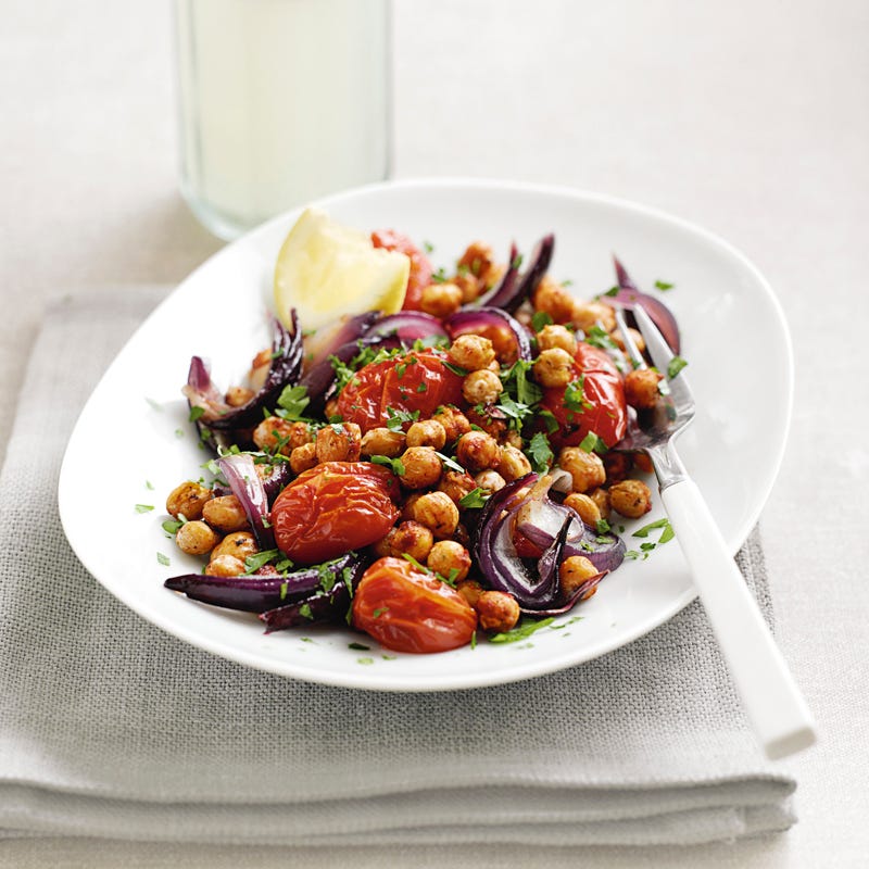 Würzige Kichererbsen mit gerösteten Tomaten