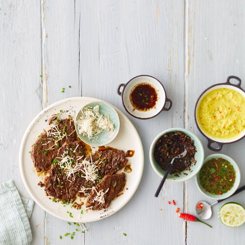 Rindersteaks in Soja-Meerrettich-Marinade