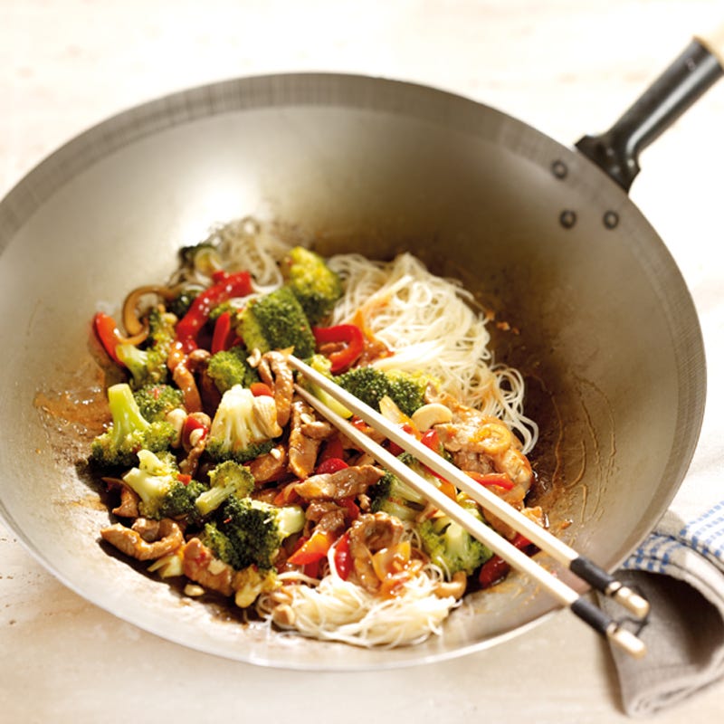 Foto Gemüsewok mit Glasnudeln und Schweinefleischstreifen von WW