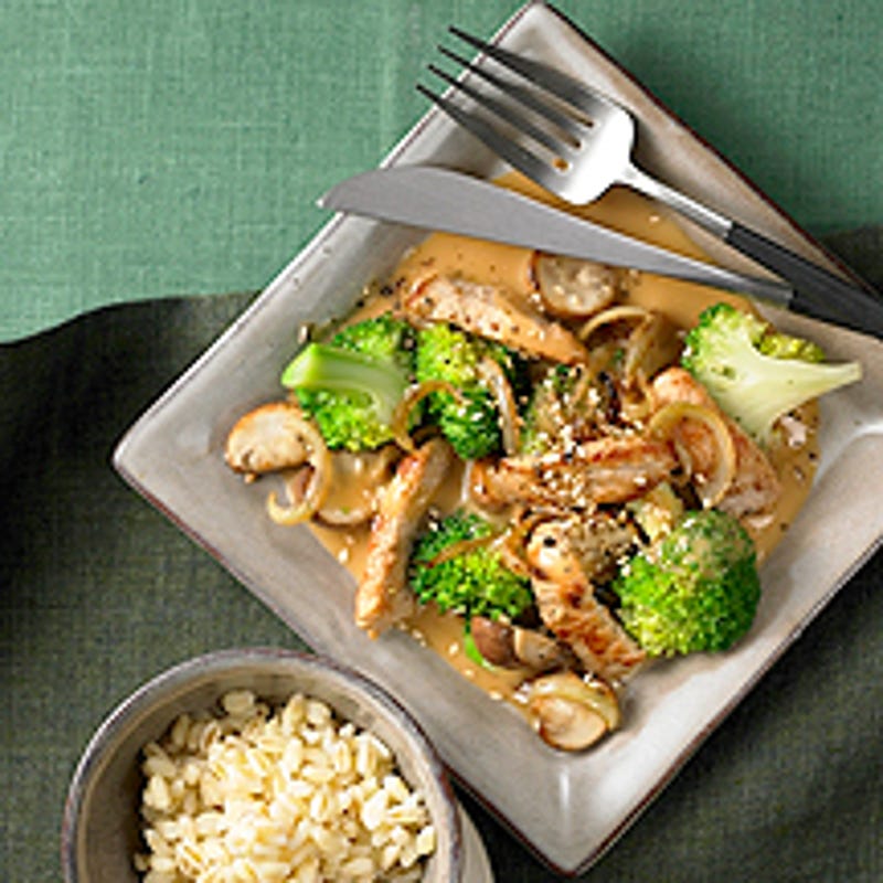 Foto Schnitzelpfanne mit Brokkoli und Champignons von WW