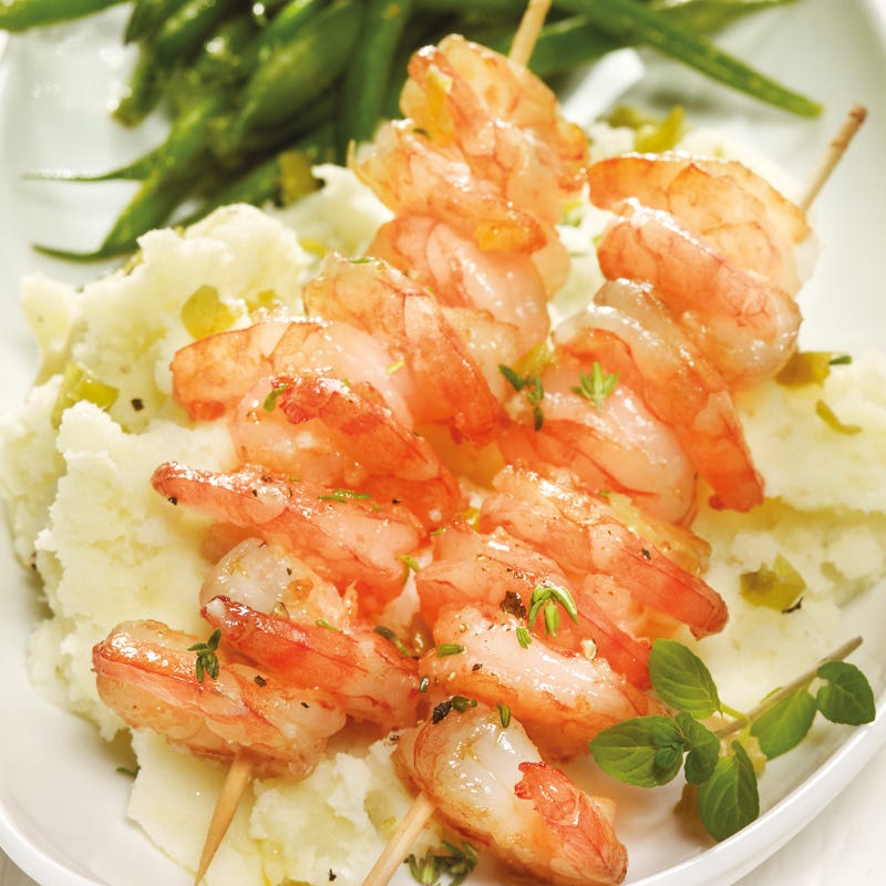 Foto Garnelenspieße mit Bohnen von WW