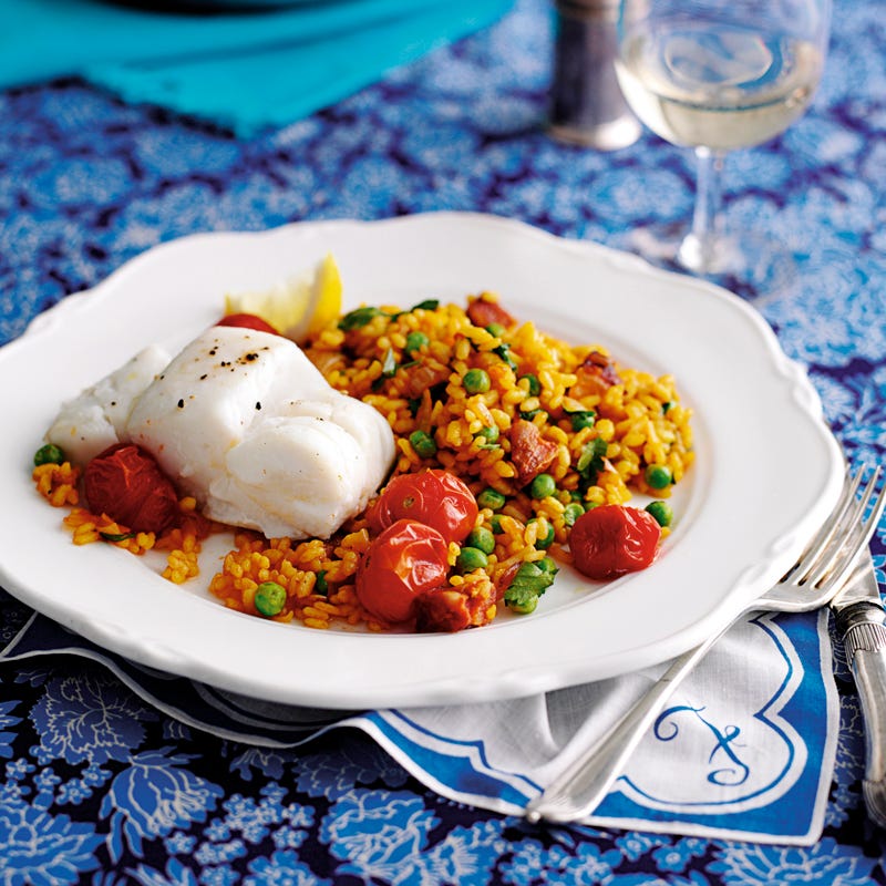 Foto Kabeljau spanische Art mit Safranreis von WW