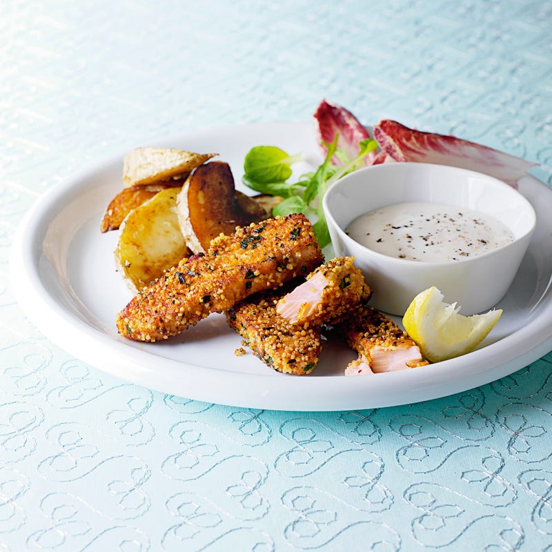 Foto Edle Fischstäbchen mit Schnittlauchdip von WW