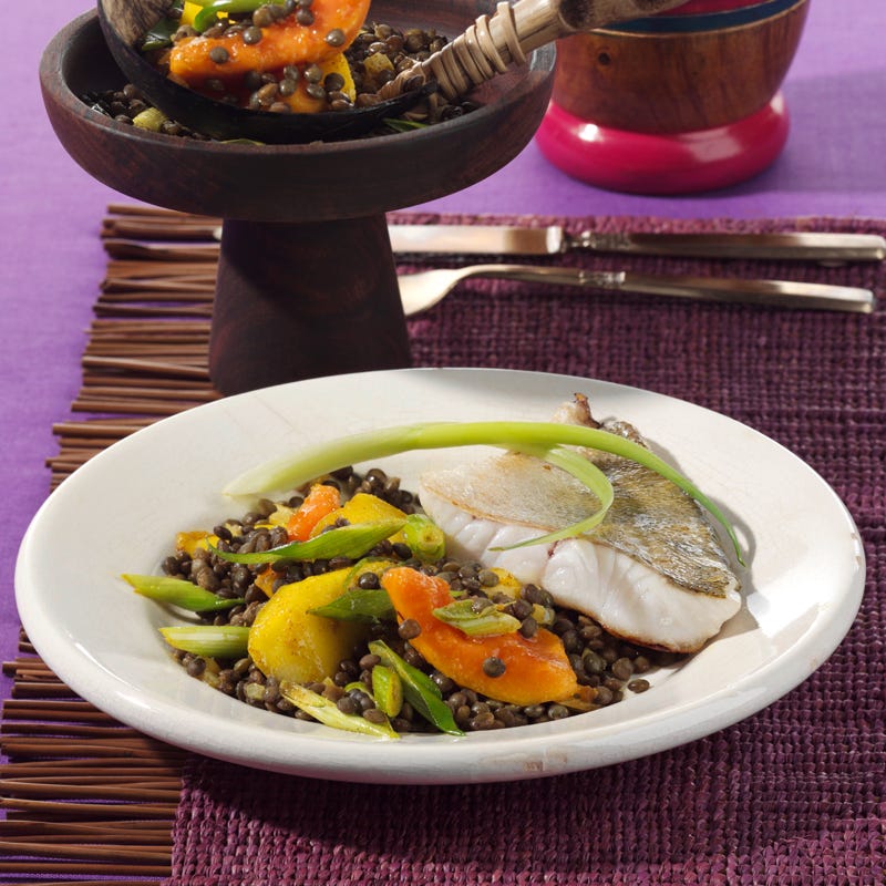 Foto Linsengemüse mit Papaya und Mango zu Zanderfilet von WW
