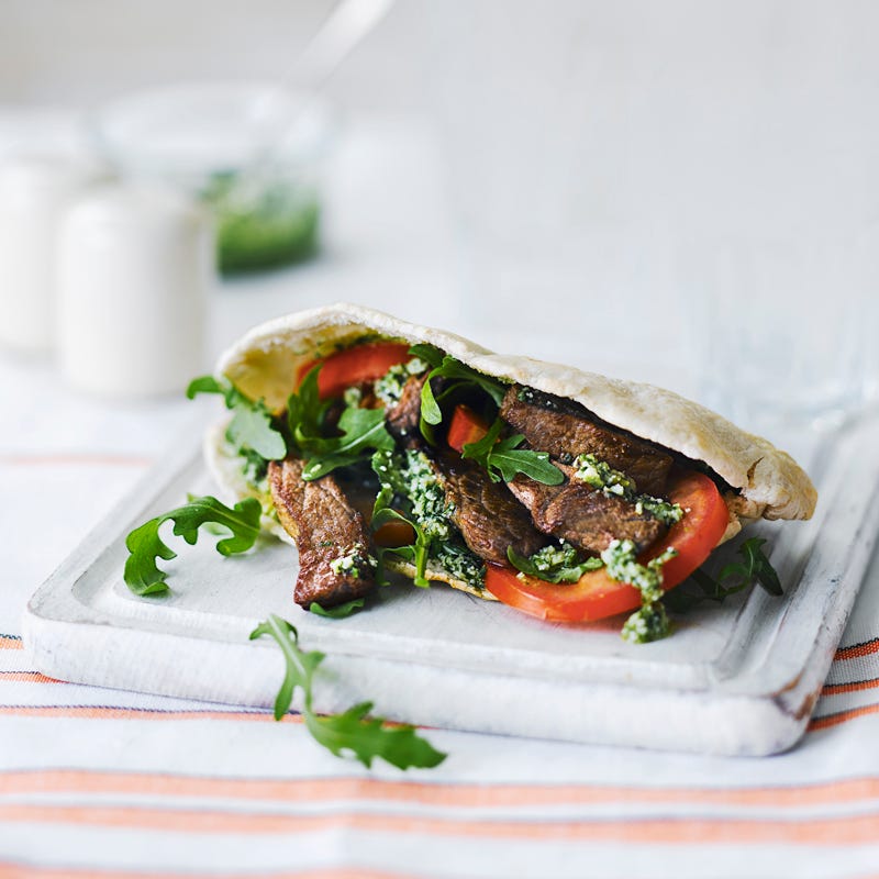 Foto Pita-Sandwich mit Pesto und Rindfleischstreifen von WW