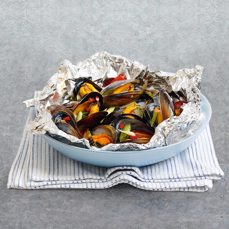 Foto Muscheln mit Cocktailtomaten und Chili von WW