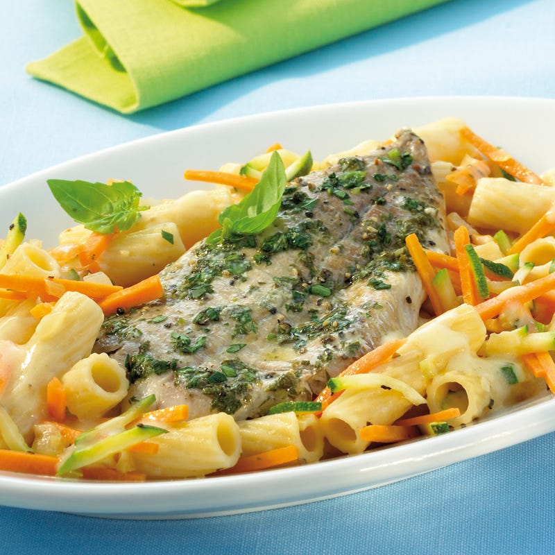 Foto Gemüsenudeln mit Seelachsfilet von WW