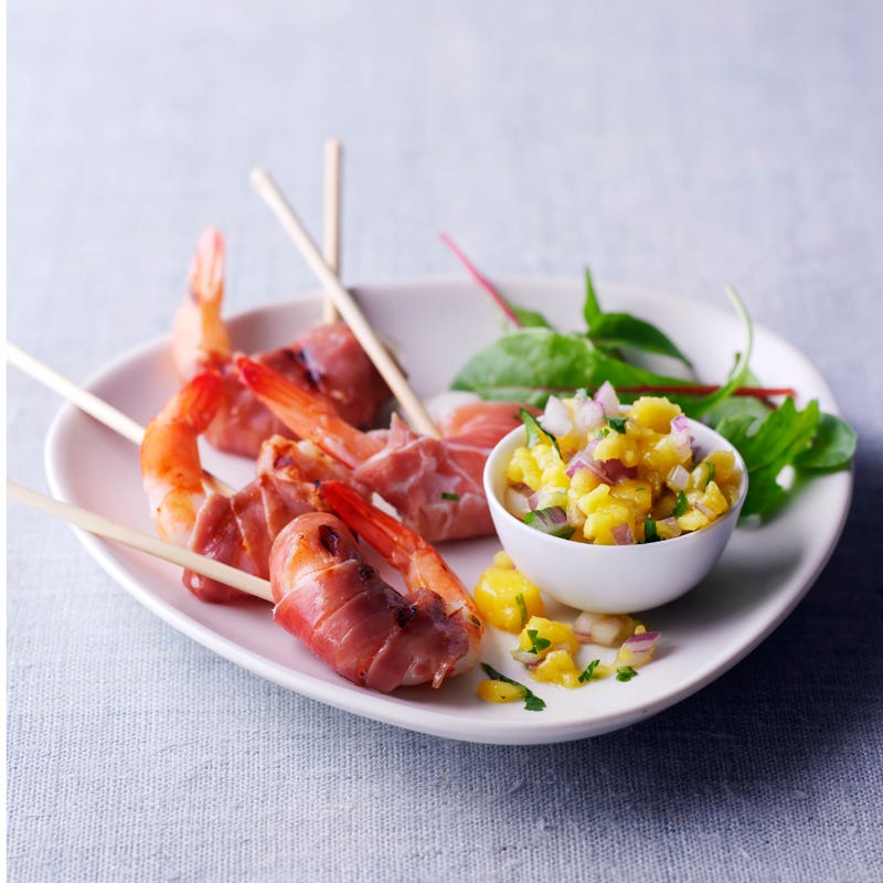 Foto Garnelen mit Parmaschinken und Mango-Salsa von WW