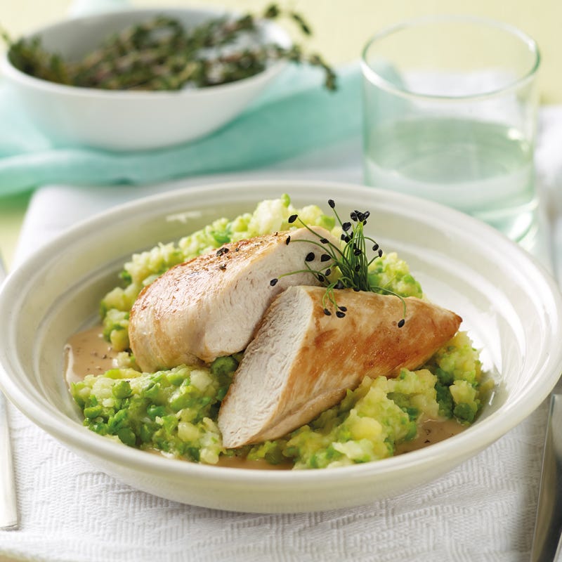Foto Hähnchenbrust auf Erbsen-Sellerie-Püree von WW