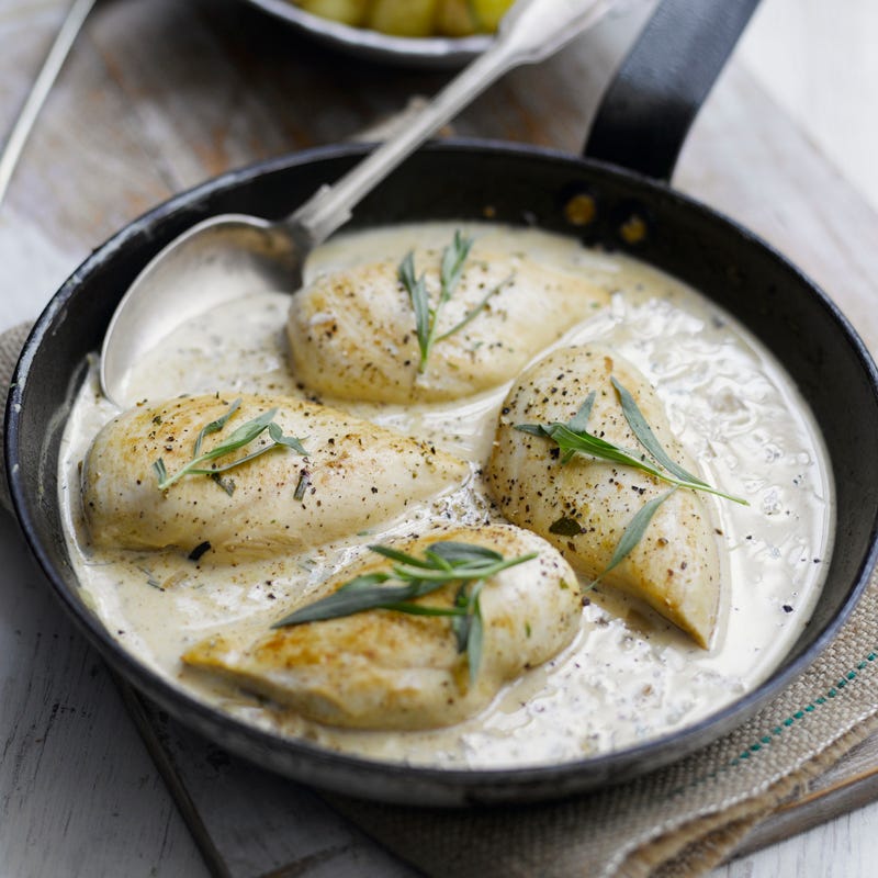Foto Hähnchenfilets in cremiger Estragonsauce mit Rosmarinkartoffeln von WW