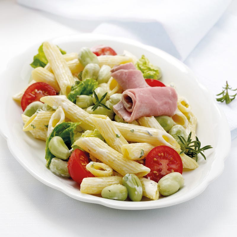 Nudelsalat mit dicken Bohnen