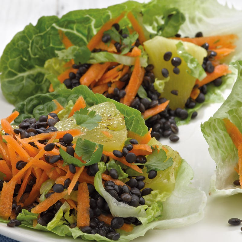 Linsensalat mit gegrillter Ananas