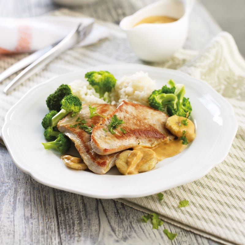 Foto Putenschnitzel mit Bananen-Curry-Sauce von WW
