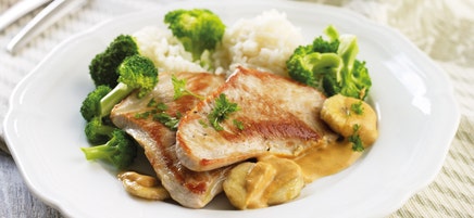 Putenschnitzel mit Bananen-Curry-Sauce