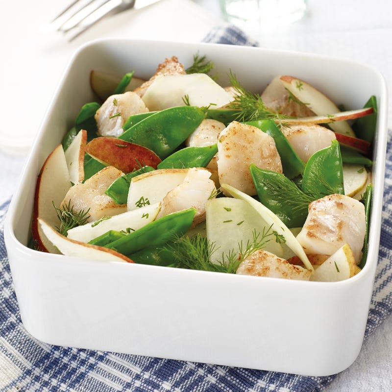 Foto Zuckererbsensalat mit gebratenem Rotbarsch von WW