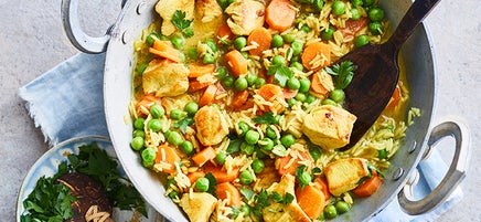 Hähnchen-Curry-Topf mit Reis