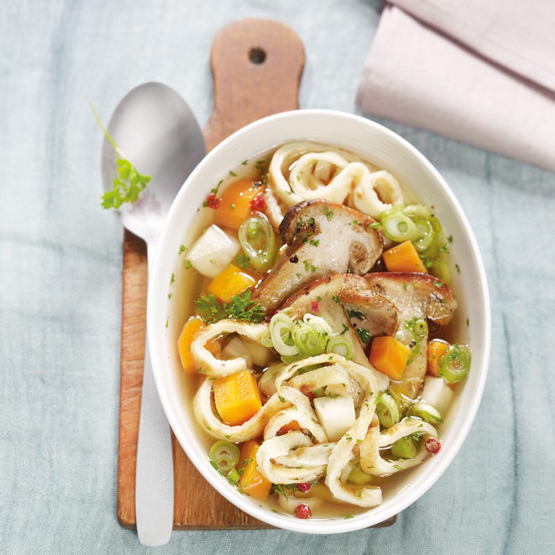 Foto Flädlesuppe mit gebratenen Steinpilzen von WW