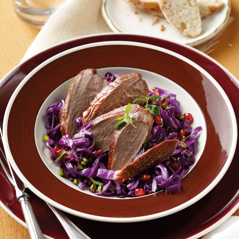 Foto Rotkohlsalat mit Gänsetranchen von WW