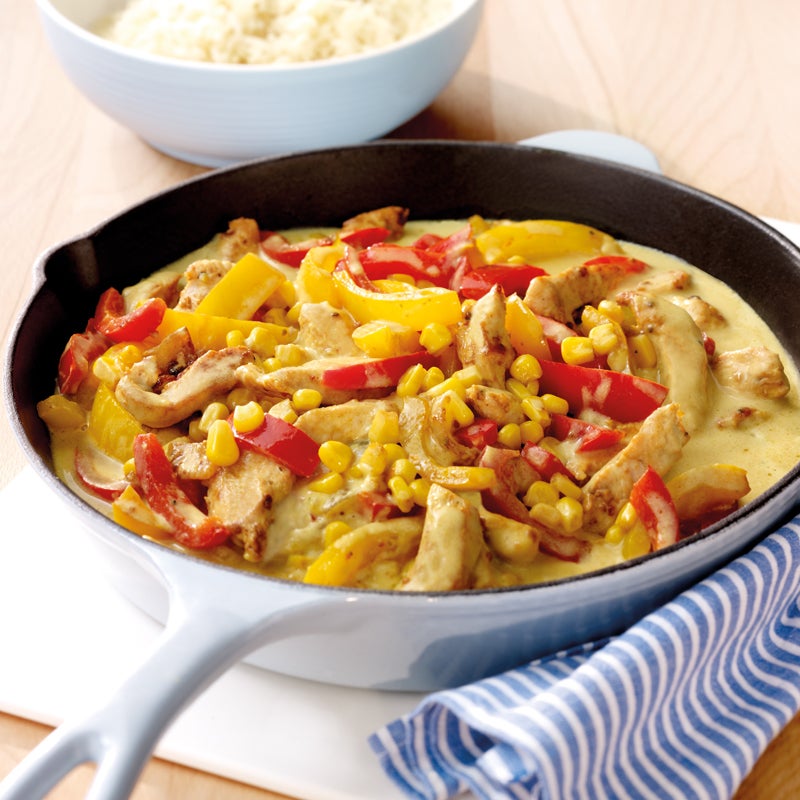 Hähnchengeschnetzeltes mit Reis Rezept | WW Deutschland Hähnchengeschnetzeltes mit Reis Rezept | WW Deutschland