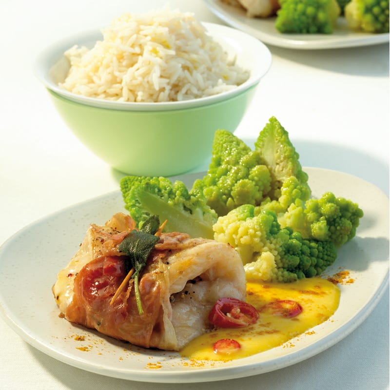 Viktoriabarsch a la Saltimbocca in Mangosauce