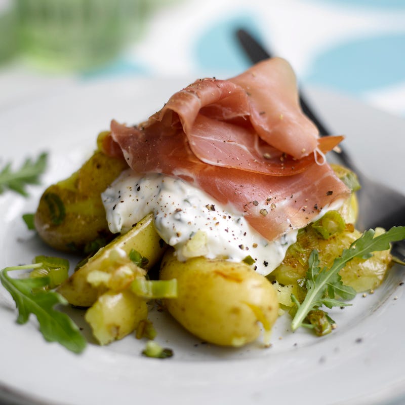Foto Neue Kartoffeln mit Crème légère und Schinken von WW