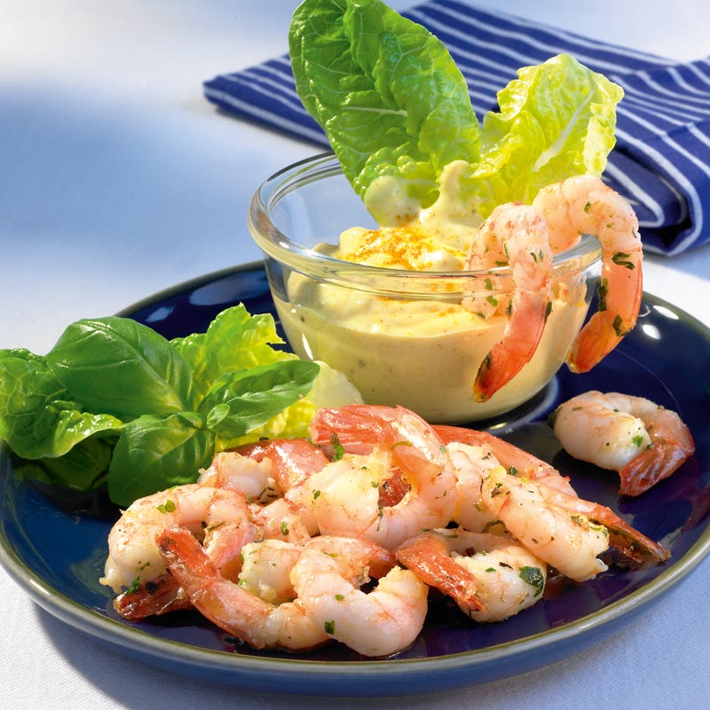 Foto Knoblauchgarnelen mit Curry-Aioli von WW