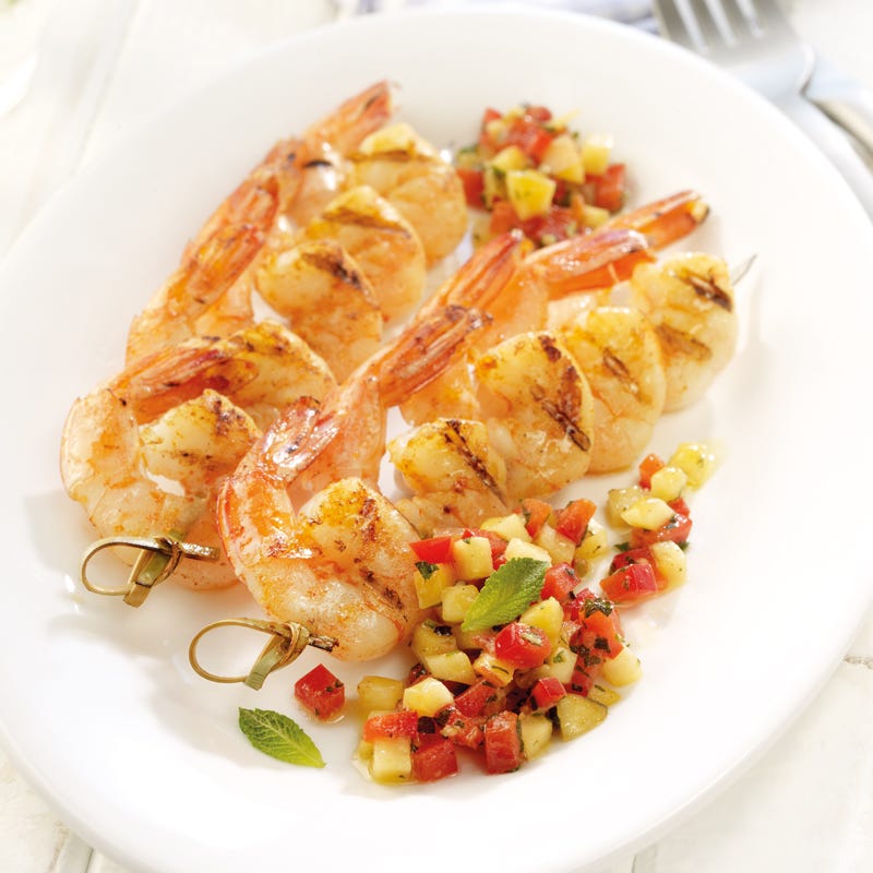 Foto Garnelenspieße mit Pfirsichsalsa von WW