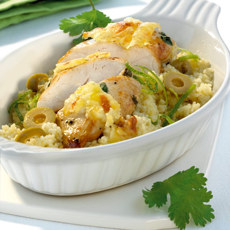 Foto Gratiniertes Korianderhuhn auf Limettencouscous von WW