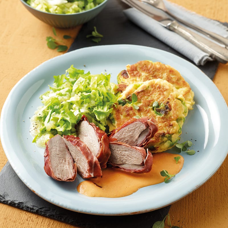 Foto Ente mit Kartoffel-Rosenkohl-Plätzchen von WW