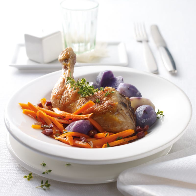 Foto Coq au vin mit glasierten Karotten von WW