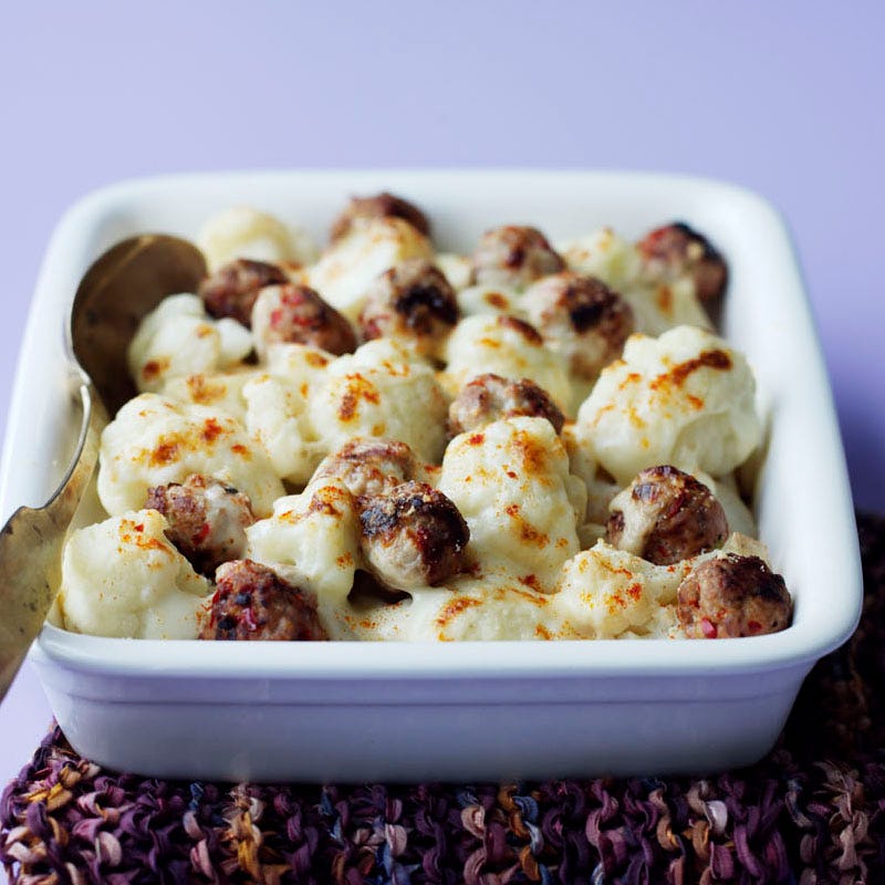 Photo of Spicy turkey meatballs with creamy cauliflower and potato by WW