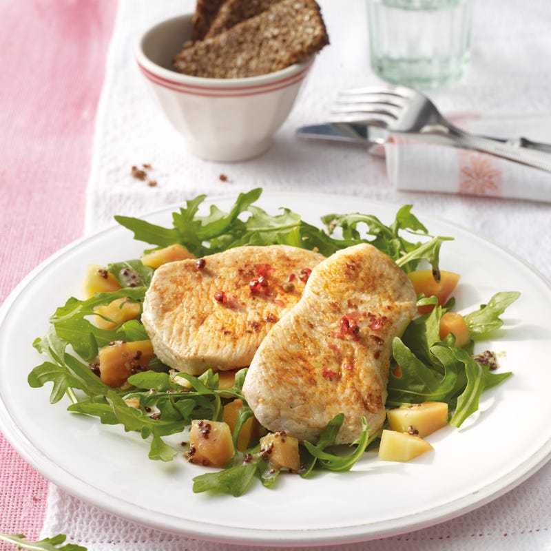 Foto Putenschnitzel auf Rucola-Papaya-Salat von WW