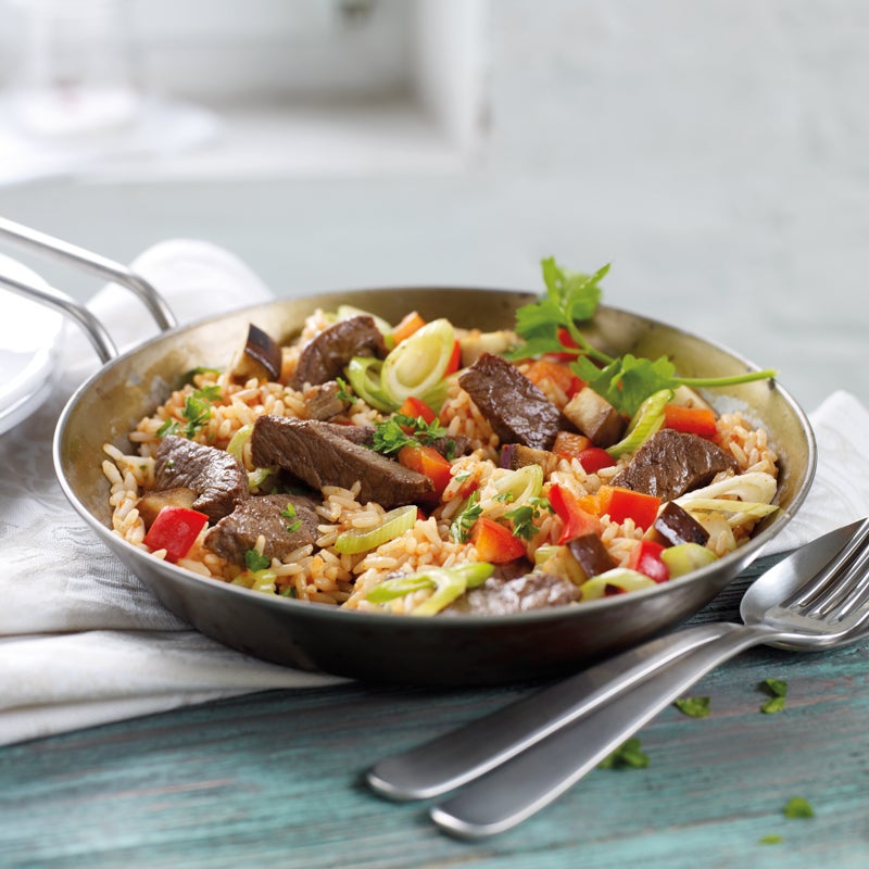 Reispfanne mit Steakstreifen Rezept | WW Deutschland Reispfanne mit Steakstreifen Rezept | WW Deutschland