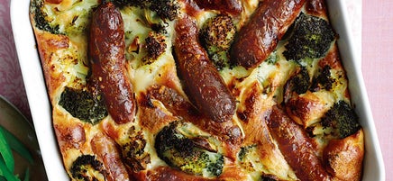 Sausage & broccoli toad in the hole