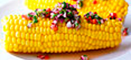 Corn on the Cob with Chilli Herb Dressing.