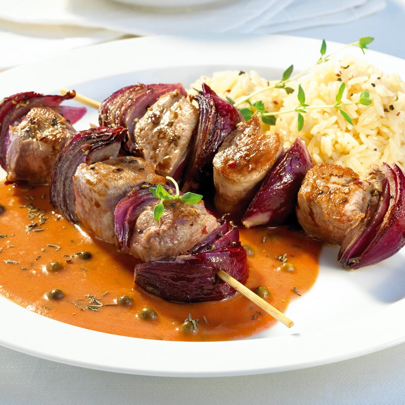 Filetspieße mit Pfeffersauce