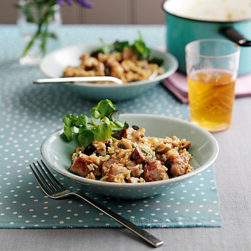 Foto Pilzrisotto mit Bratwurst und Petersilie von WW
