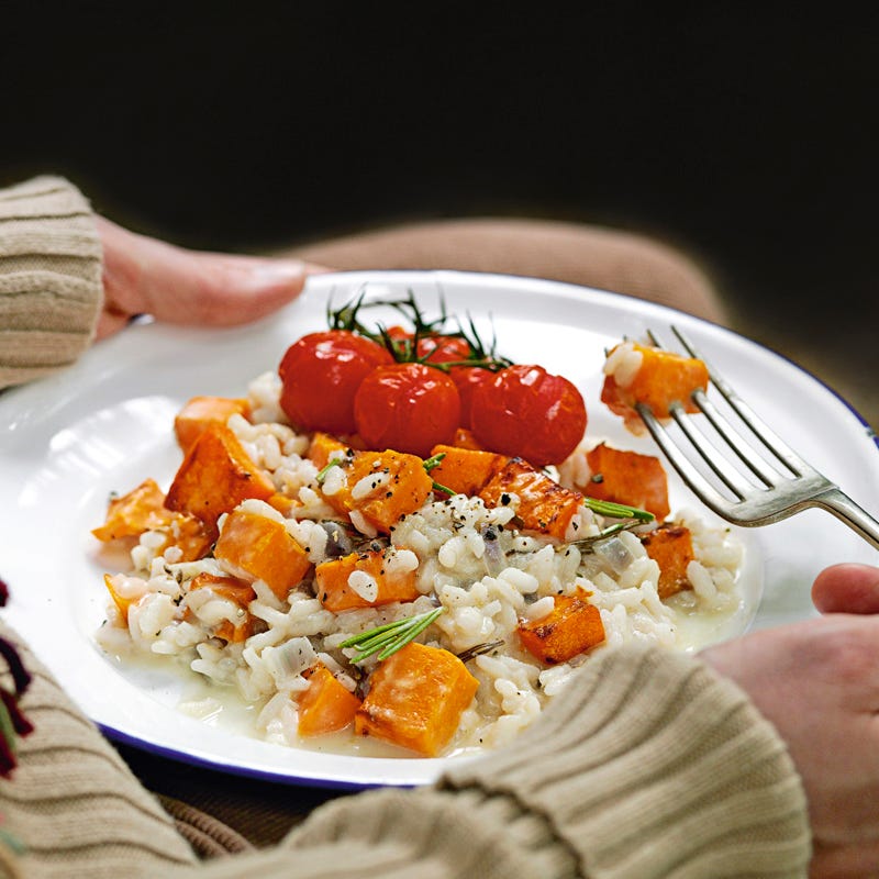 Foto Kürbisrisotto mit Knoblauch und Tomaten von WW