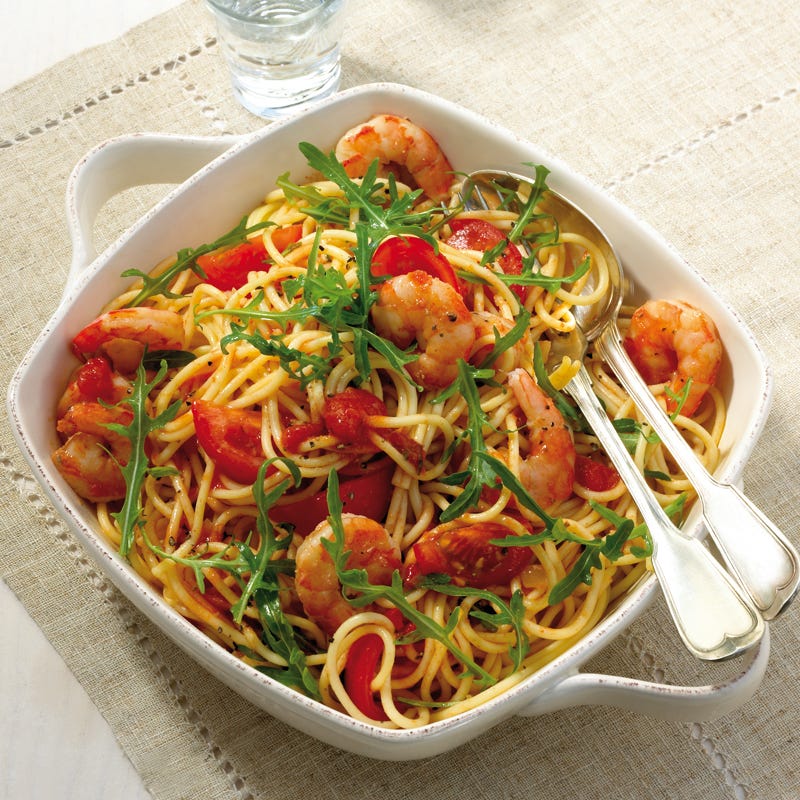 Foto Spaghetti mit Garnelen und Rucola von WW