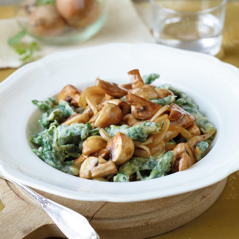 Foto Spinatspätzle mit Champignonsauce von WW