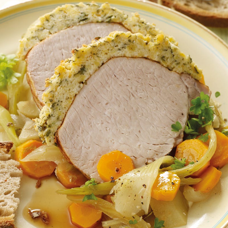 Schweinebraten mit Parmesankruste