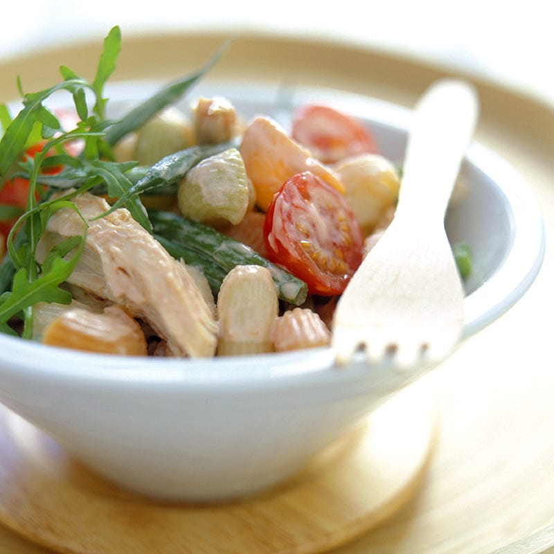 Foto Tricolore-Pasta mit Hähnchen und Rucola von WW