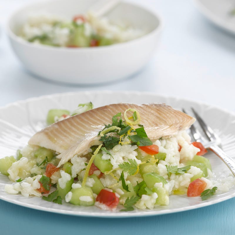 Foto Gekräuterte Ofenforelle mit Gurkenrisotto von WW