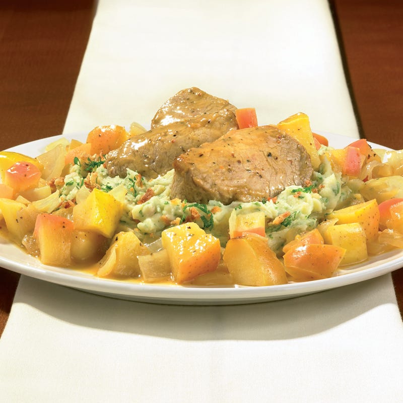 Foto Schweinefilet mit Apfelsauce und Zwiebel-Kartoffel-Püree von WW