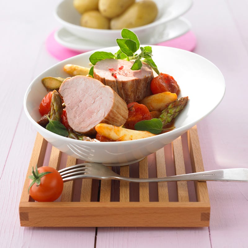 Tomaten-Spargel-Ragout mit Filet