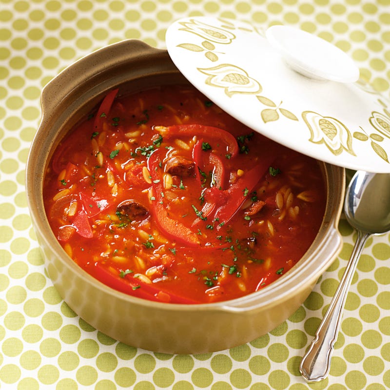 Foto Paprika-Tomatensuppe mit Nudeln von WW