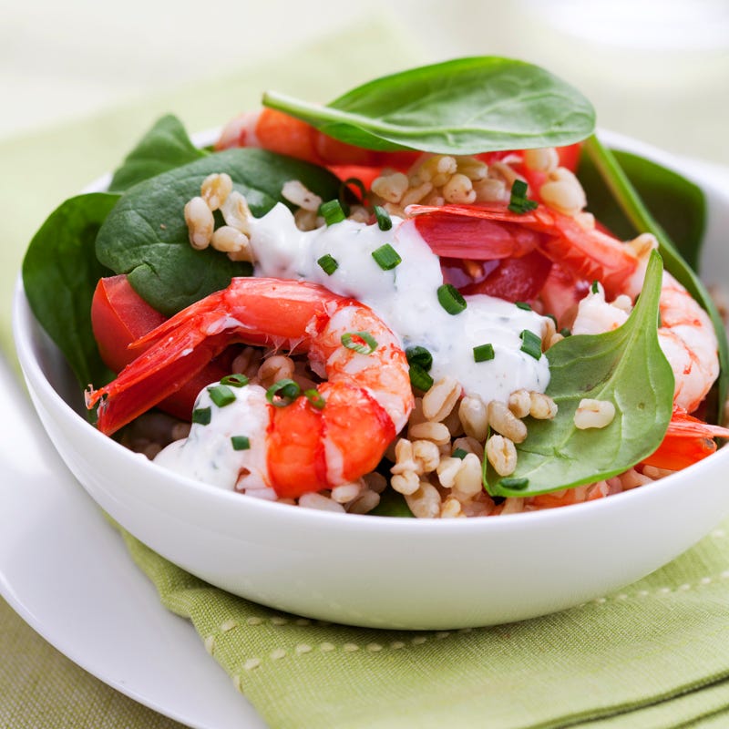 Foto Salat aus Zartweizen, Spinat, Tomaten und Käsesauce von WW
