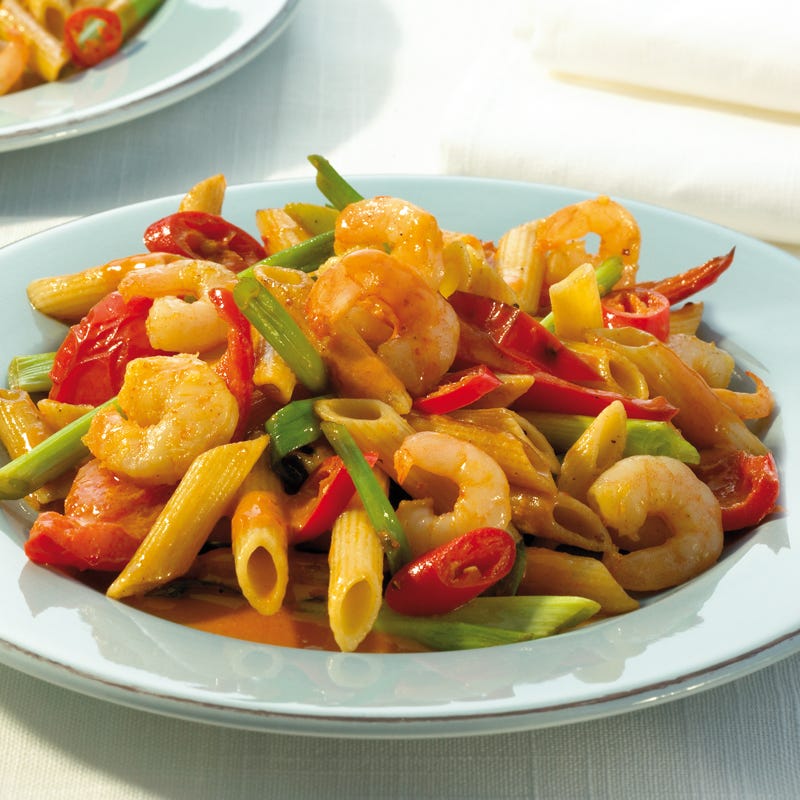 Foto Nudeln mit Garnelen in Kokos-Chili-Sauce von WW