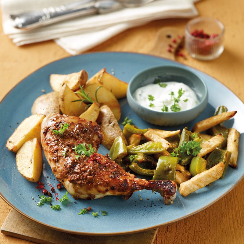 Foto Hähnchenschenkel mit Rosmarinwedges von WW